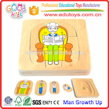 Hot Sale Kindergarten Educational Toy Man Growth Up Kids Wooden Puzzle